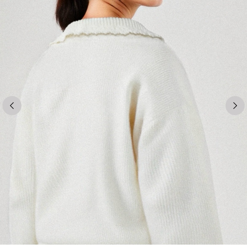 New York & Company Long Sleeve Crochet Yoke Sweater - Picture 2 of 5